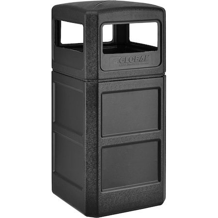 Global Industrial Square Outdoor Can, Black, Plastic, 18-1/2 in 641414BK